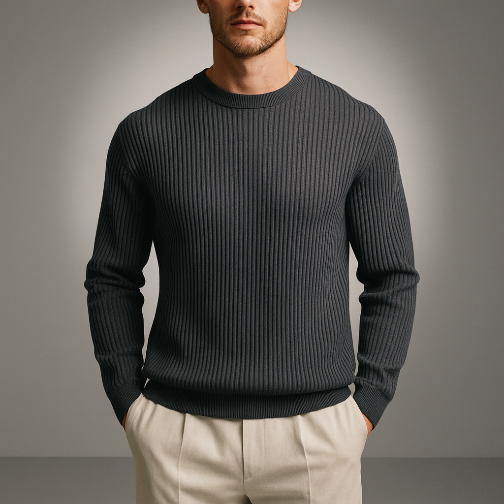 Men's Rib-Knit Sweater Dark Gray