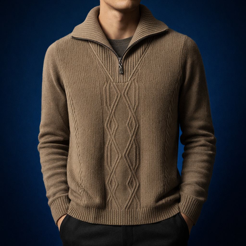 Men's Merino Wool Sweater - Monaco Style Alpine Forest