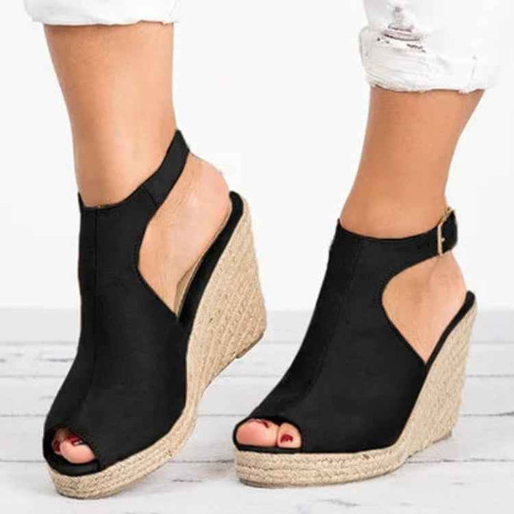Fashion Women Platform Sandals Peep Toe Spartan Sandals Women Summer Wedges High Heel Shoes Black