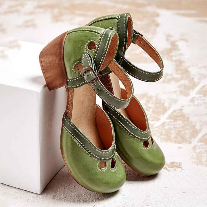 Comfortable Orthopedic Sandals with Low Heel Green