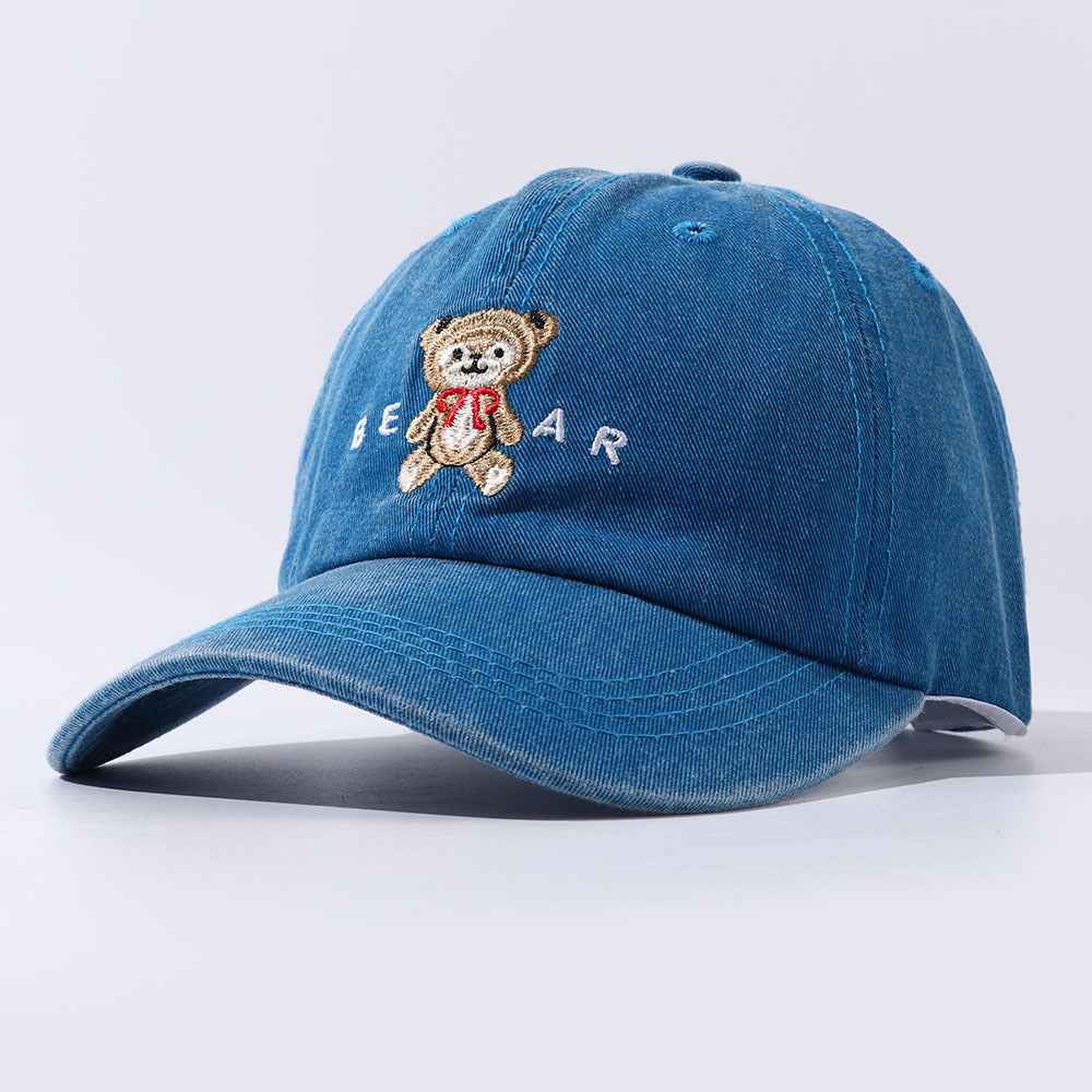 Women Cartoon Teddy Bear Embroidery Dad Hats Blue One Size