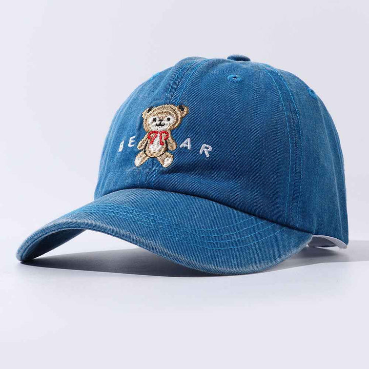 Women Cartoon Teddy Bear Embroidery Dad Hats Blue One Size