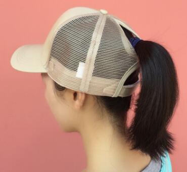 Casual Sunshade Duck Tongue Net Hat Ladies Ponytail Khaki Plain