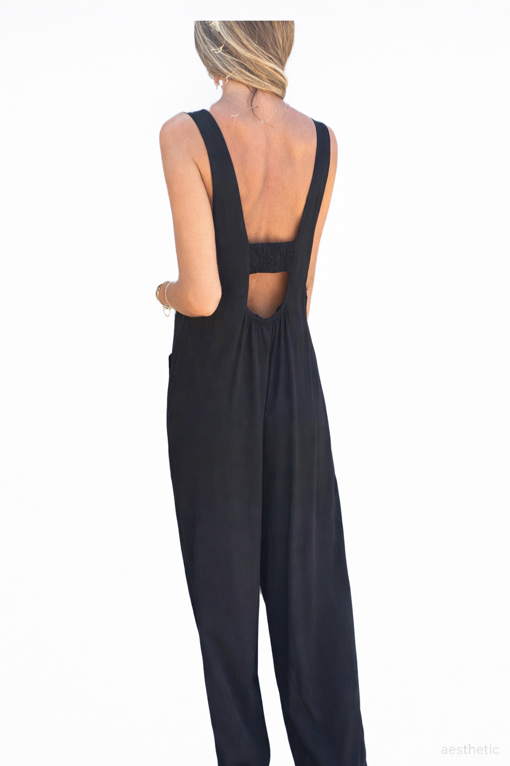 Women's Sleeveless Wide-Leg Jumpsuit with Button Front - Relaxed Fit