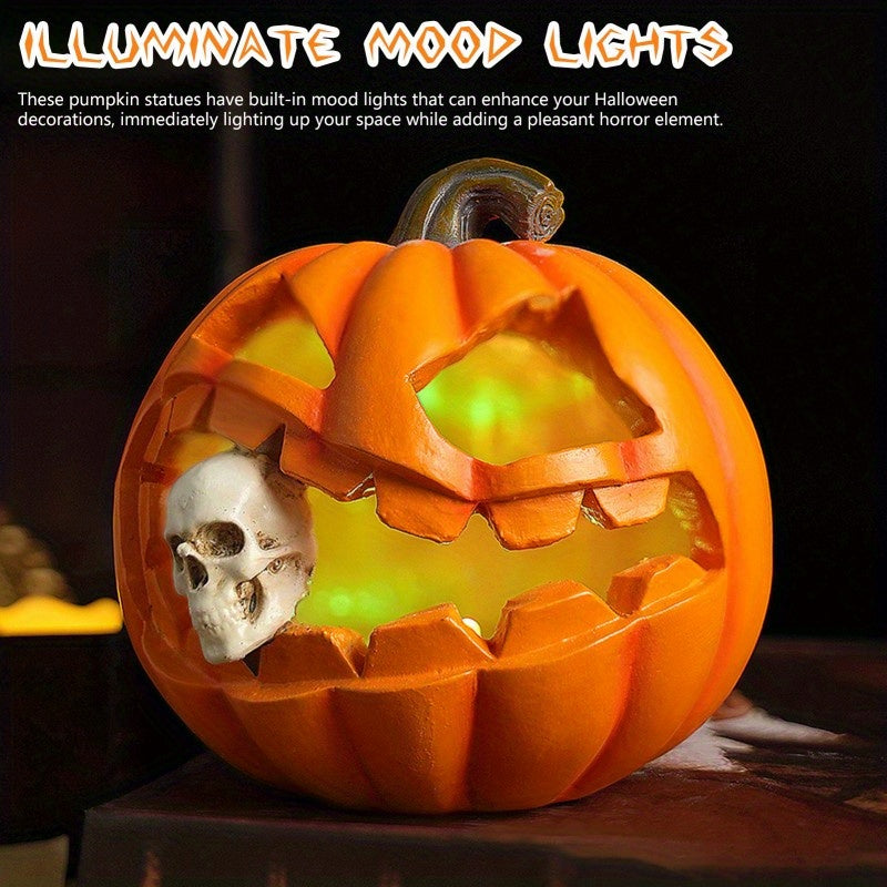 Halloween's Carved Jack O'Lantern Ornament with Skull Insert