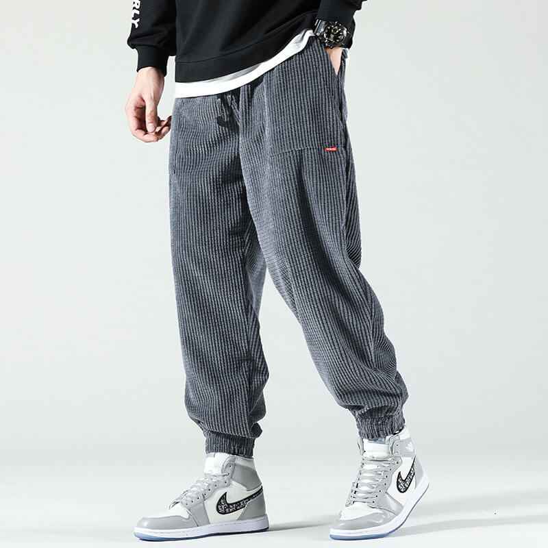 Men's Relaxed Fit Comfortable Corduroy Pants Grijs