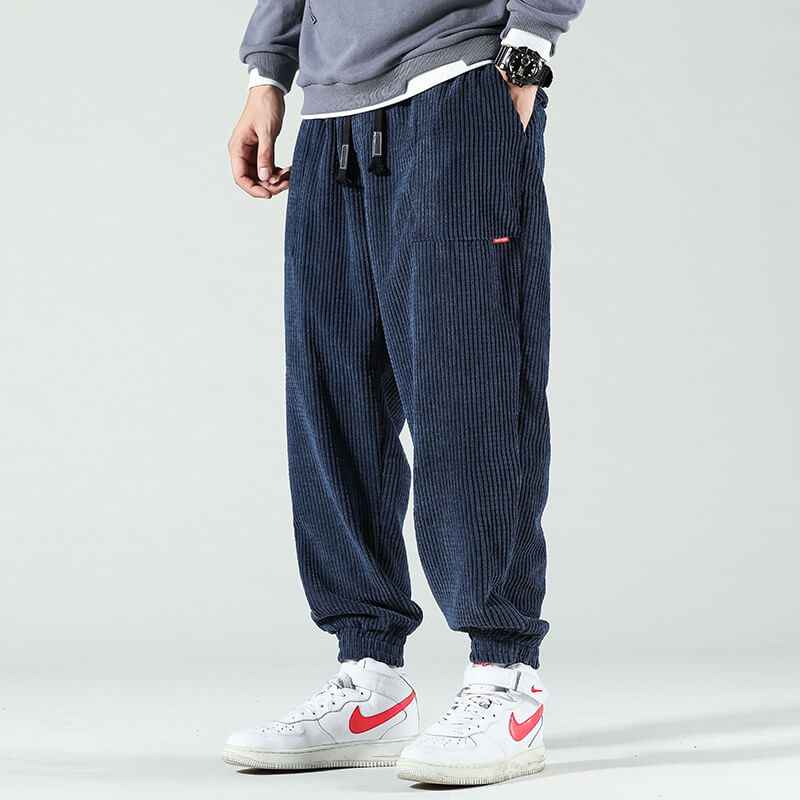 Men's Relaxed Fit Comfortable Corduroy Pants Dark blue