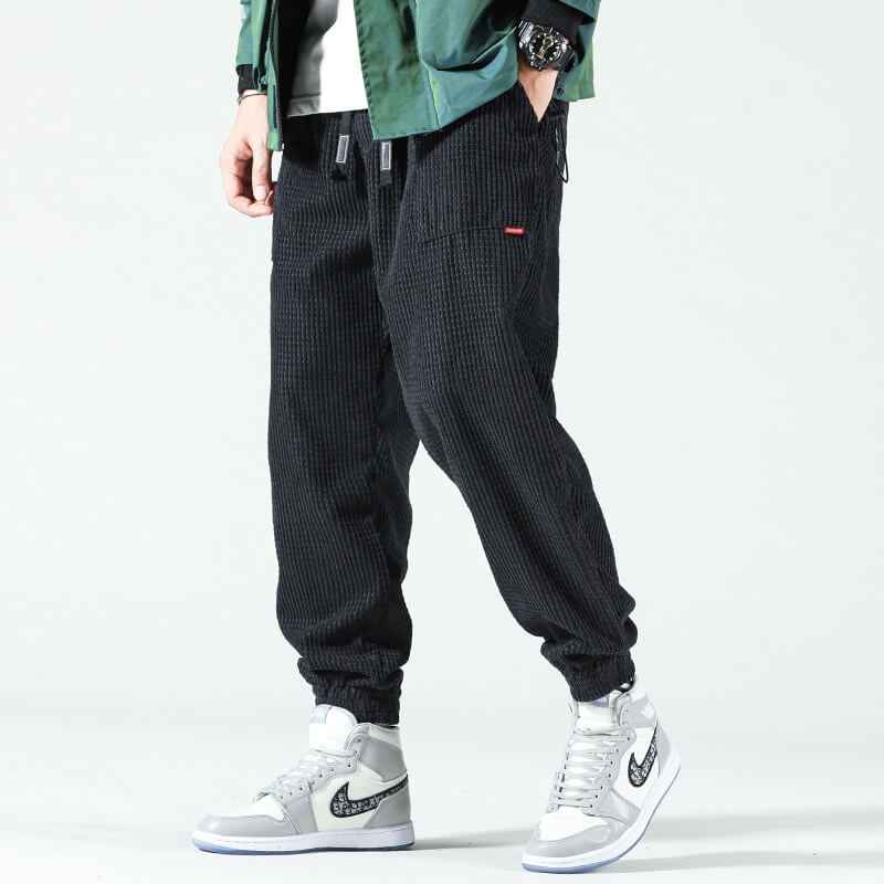 Men's Relaxed Fit Comfortable Corduroy Pants Zwart