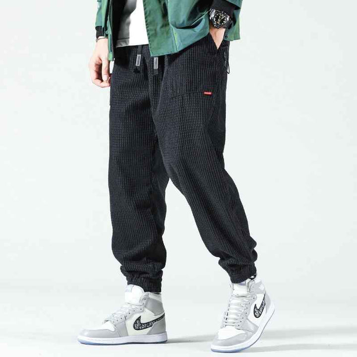 Men's Relaxed Fit Comfortable Corduroy Pants Zwart
