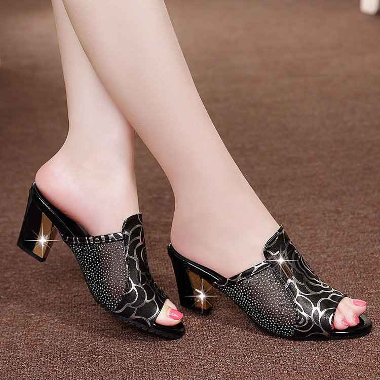 Women's summer slope heel sandals Black