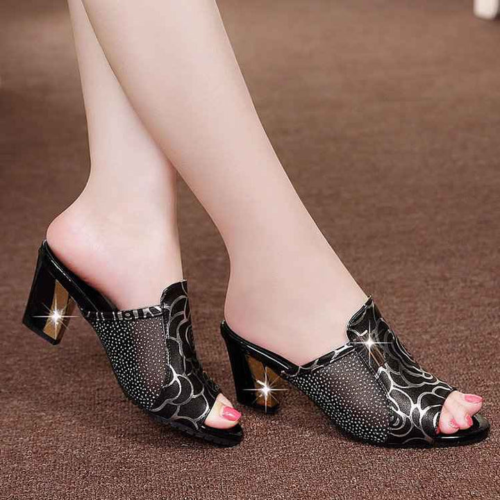 Women's summer slope heel sandals Black