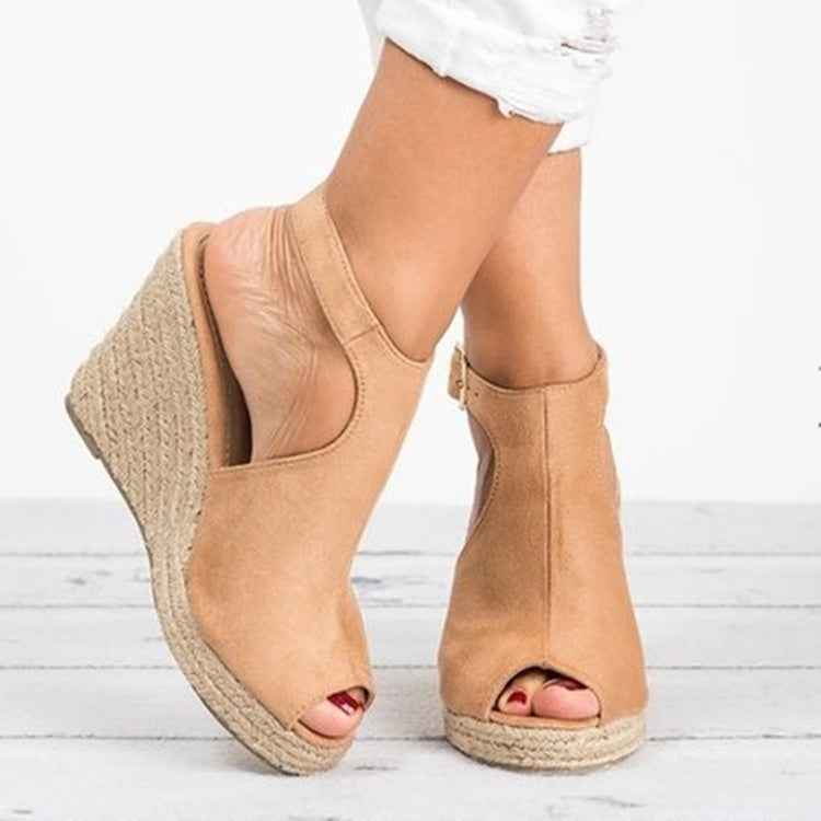 Fashion Women Platform Sandals Peep Toe Spartan Sandals Women Summer Wedges High Heel Shoes Khaki