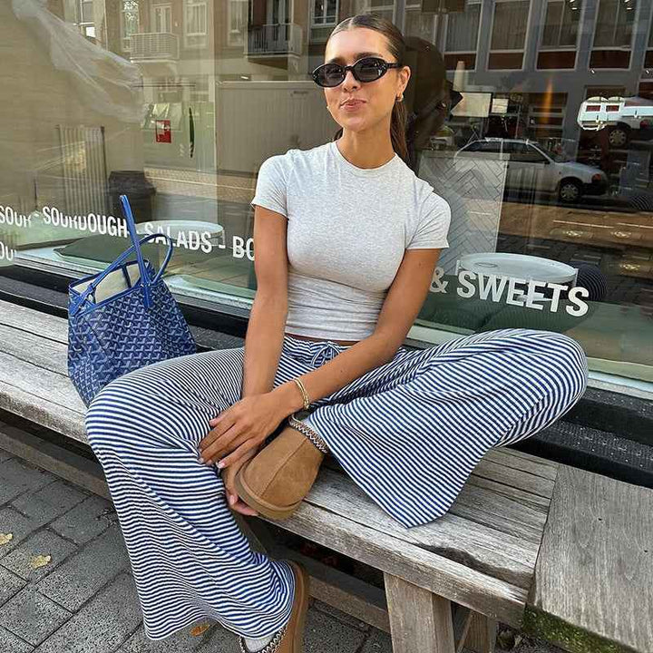 Women's Striped Lounge Pants Blue
