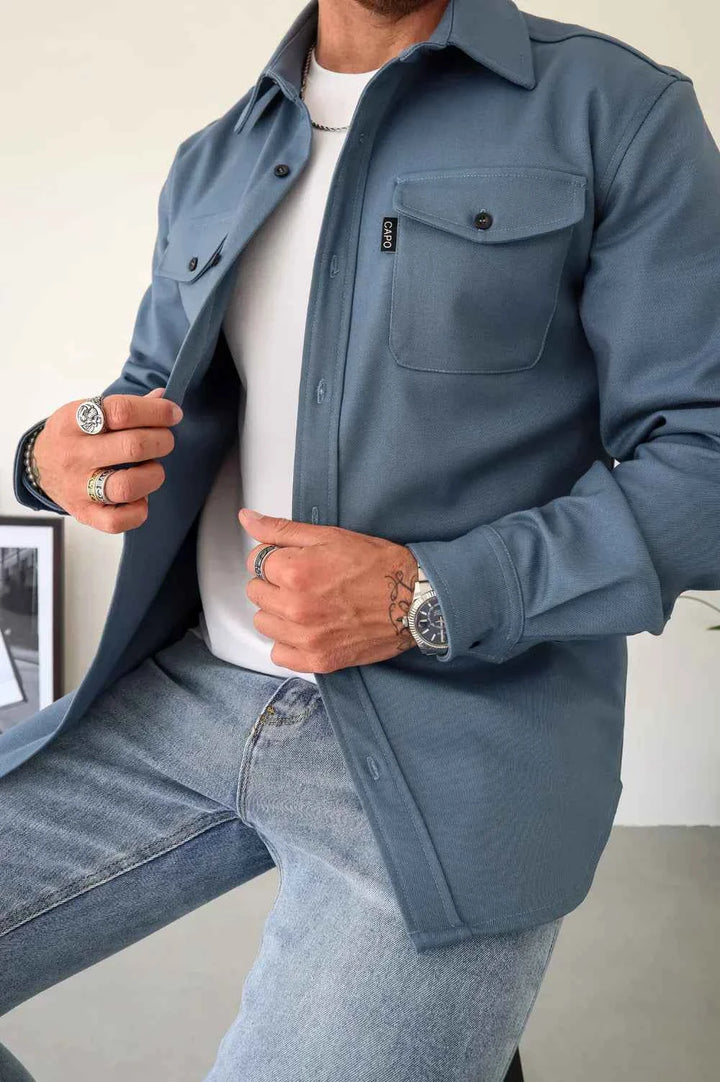 Men's Stylish Casual Overshirt Blue