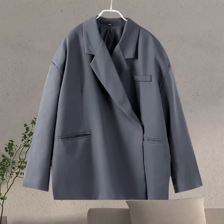 Women's Oversized Blazer - Classic Lapels & Long Sleeves - Casual Chic Style