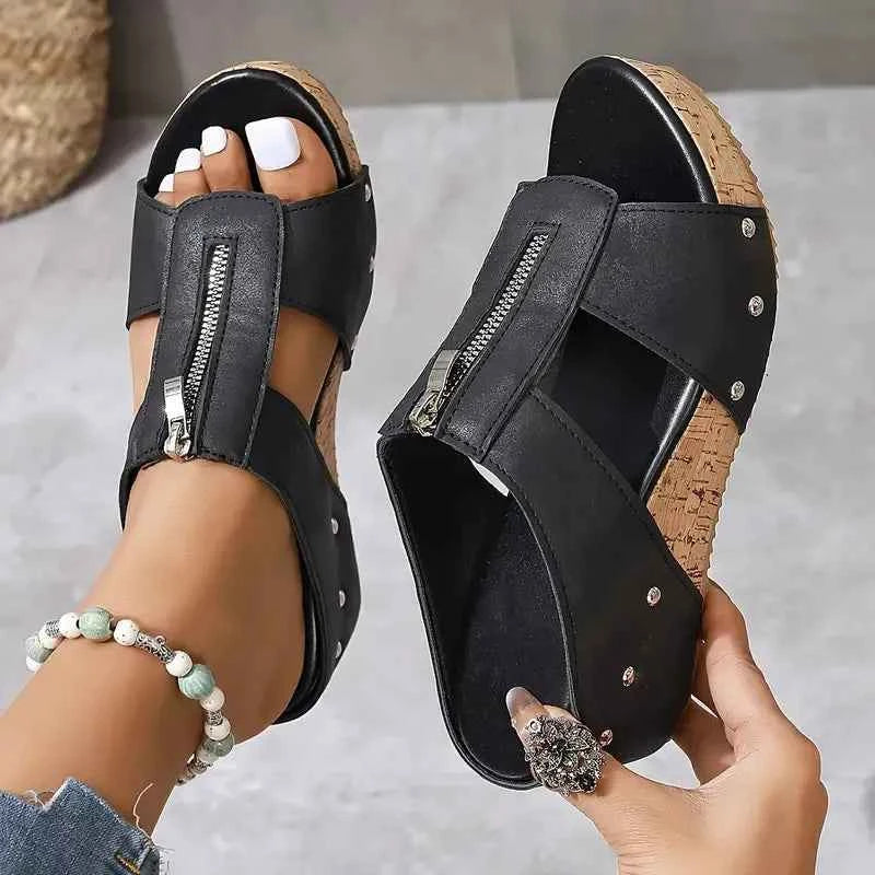 Remy | Women's Orthopedic Arch Support Wedge Sandals Black