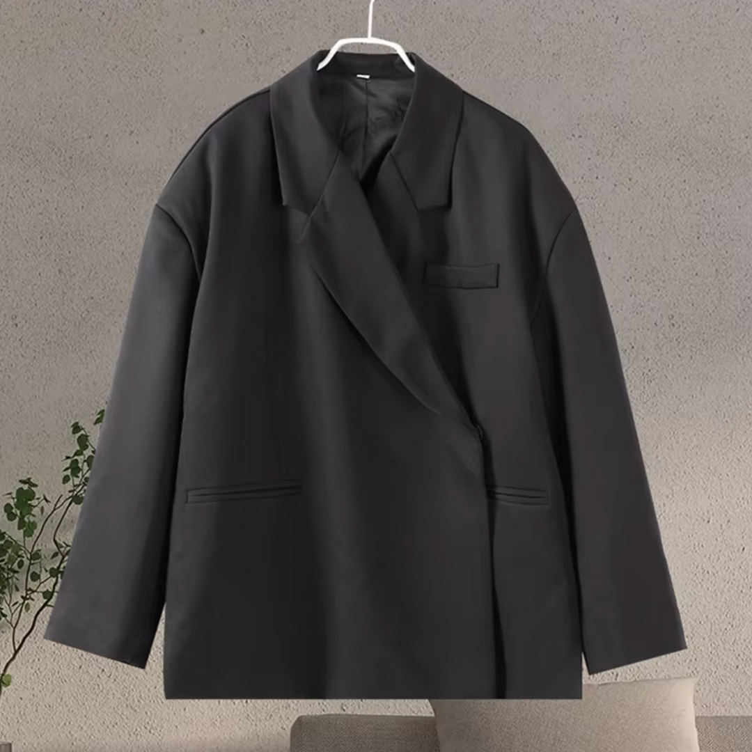 Women's Oversized Blazer - Classic Lapels & Long Sleeves - Casual Chic Style