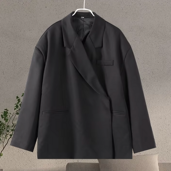 Women's Oversized Blazer - Classic Lapels & Long Sleeves - Casual Chic Style