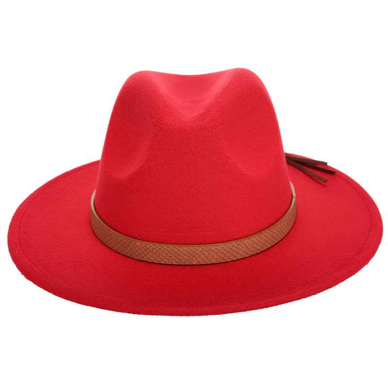 Woolen Jazz Hat - Stylish Winter Accessory for Confident Women Red