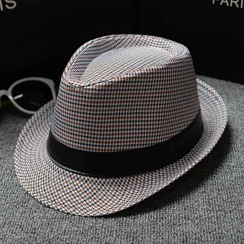 British Houndstooth Sun Hats for Men - Stylish European & American Outdoor Fashion Houndstooth black coffee 58cm