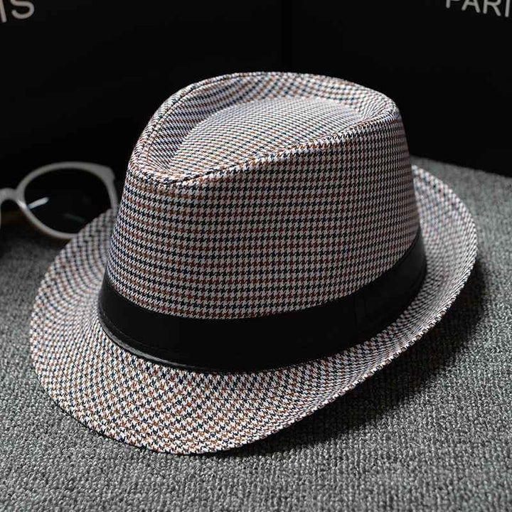 British Houndstooth Sun Hats for Men - Stylish European & American Outdoor Fashion Houndstooth black coffee 58cm
