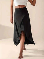 Women's High Waist Skirt with Split and Pockets
