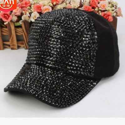 Luxury Sequins BaseballCap For Women Black