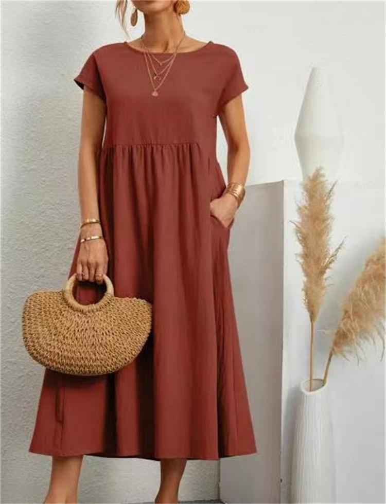 Sylvia | Elegant Relaxed Fit Midi Dress Red