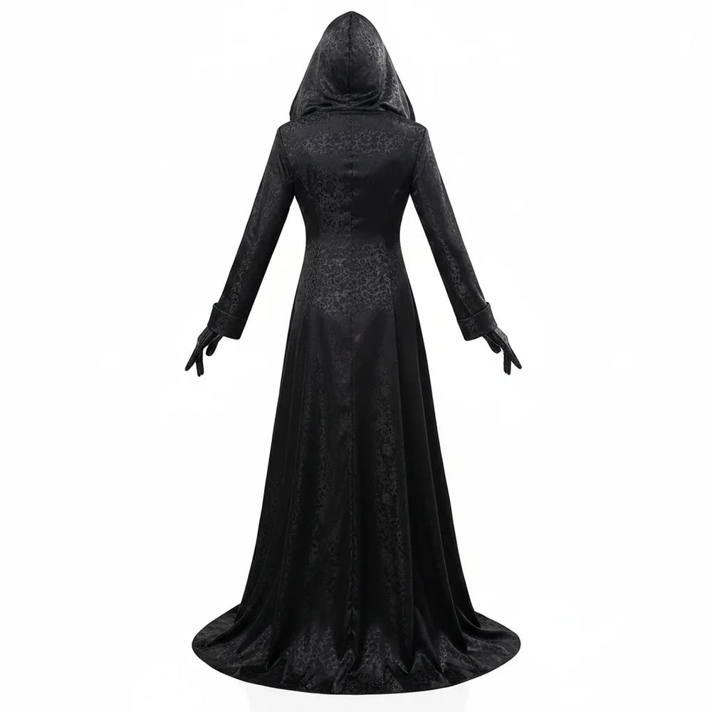 Halloween's Vampire Lady Costume with Jacquard Coat and Long Gown