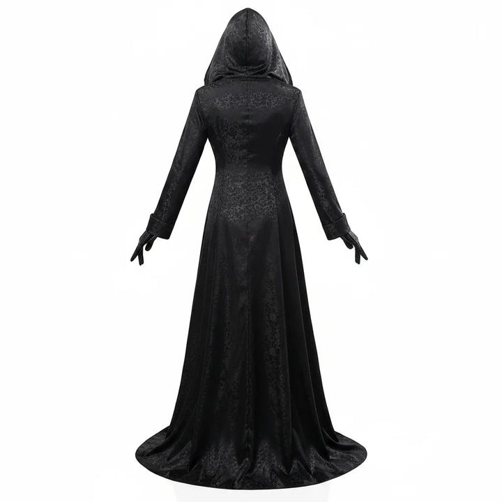 Halloween's Vampire Lady Costume with Jacquard Coat and Long Gown