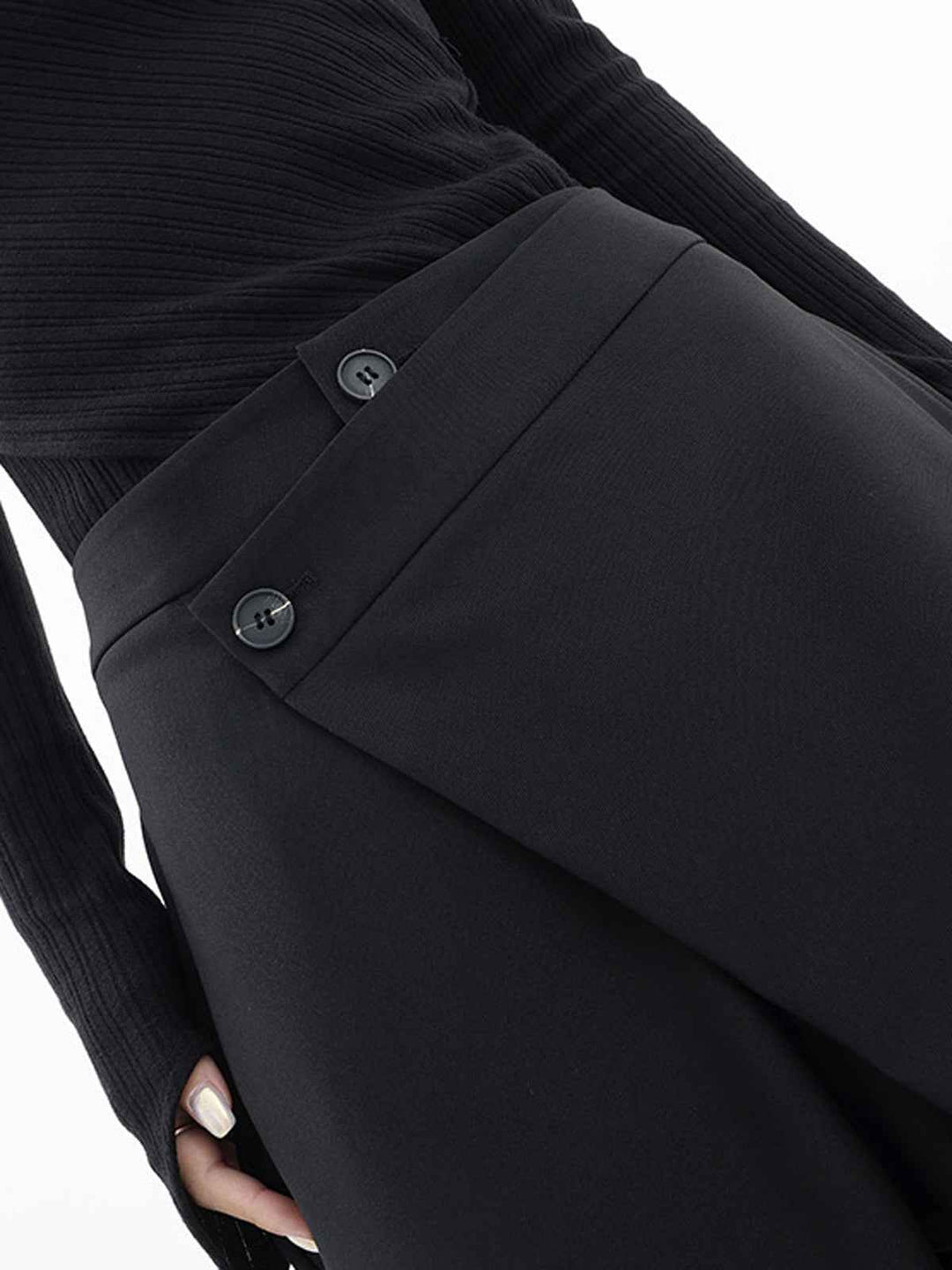 Women's High Waist Asymmetrical Wide Leg Pants - Elegant Fit