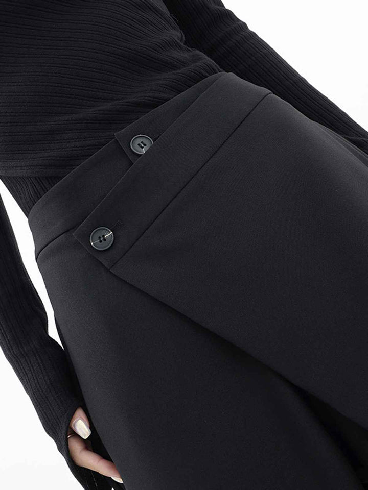 Women's High Waist Asymmetrical Wide Leg Pants - Elegant Fit