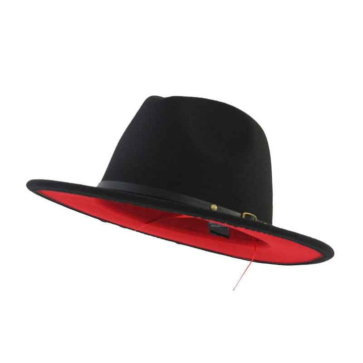 Stylish Color-Block Fedora Hat for Trendy Jazz Lovers Black and red M