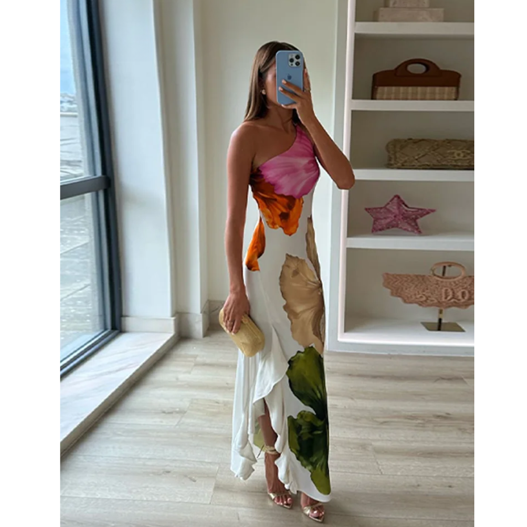 Hannah | Women's Elegant Floral One-Shoulder Maxi Dress