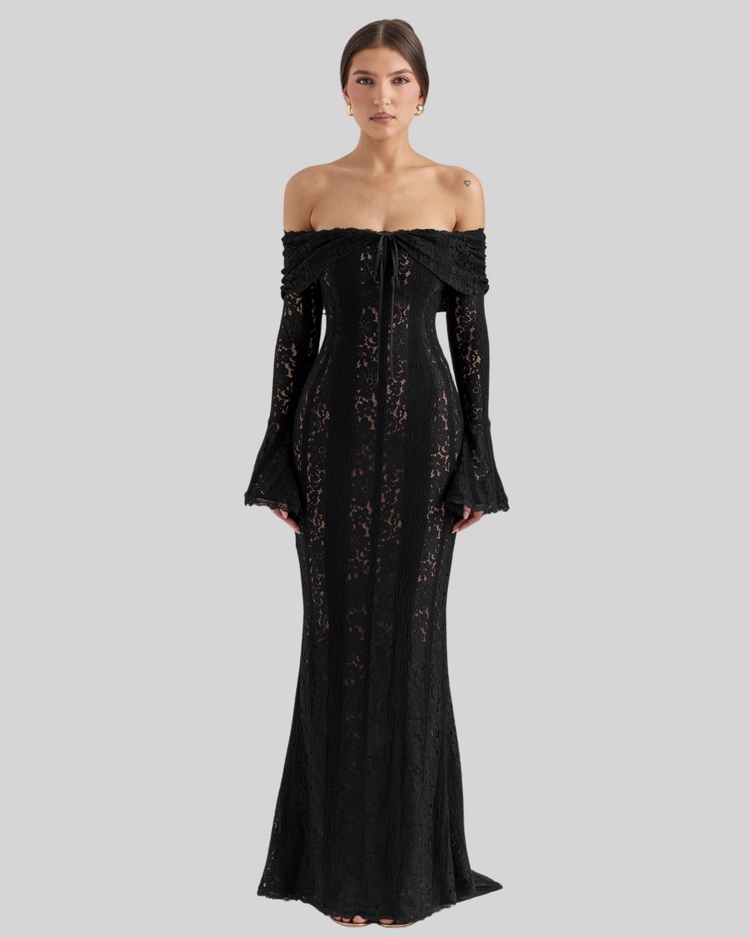 Luxe Off-Shoulder Maxi Dress in Lace for Women
