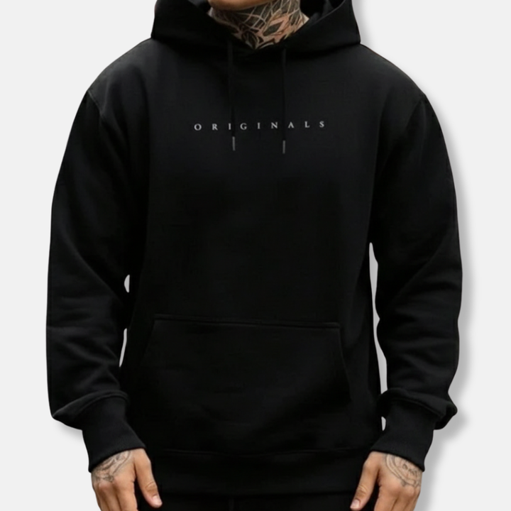 Men’s Relaxed Fit Cotton Blend Hoodie – Kangaroo Pocket Streetwear Pullover Black