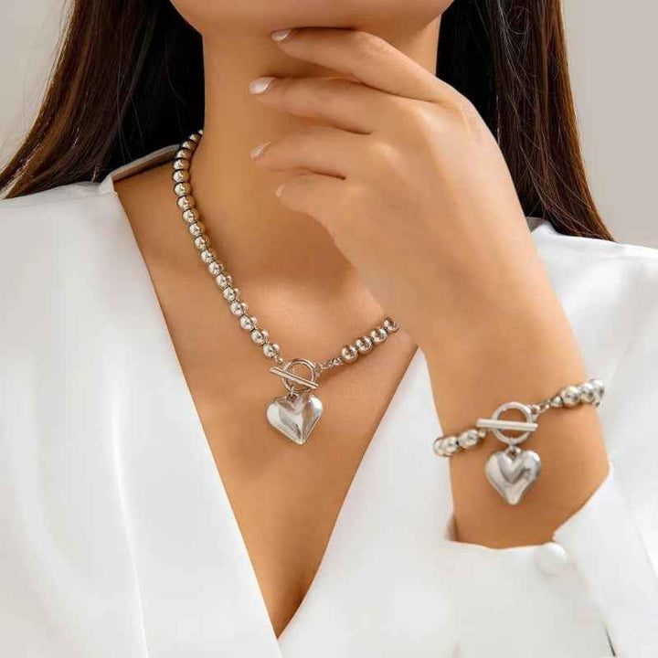 Elegant Pearl Jewelry Set Silver