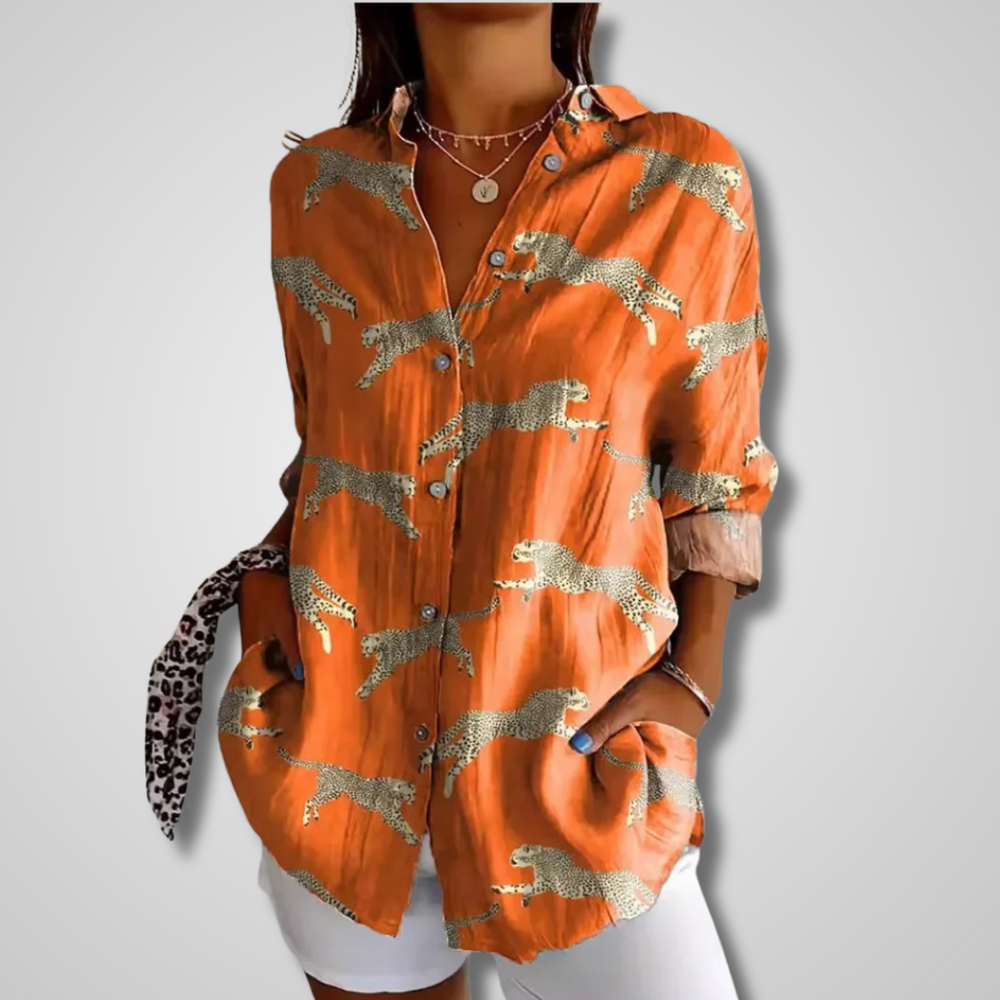 Women's Vintage Relaxed Summer Shirt Orange