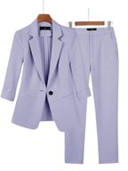 Chic Women's Blazer and Trouser Set Purple