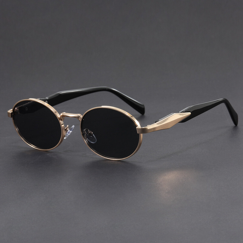 Vintage-Inspired Gold Sunglasses Gold Black