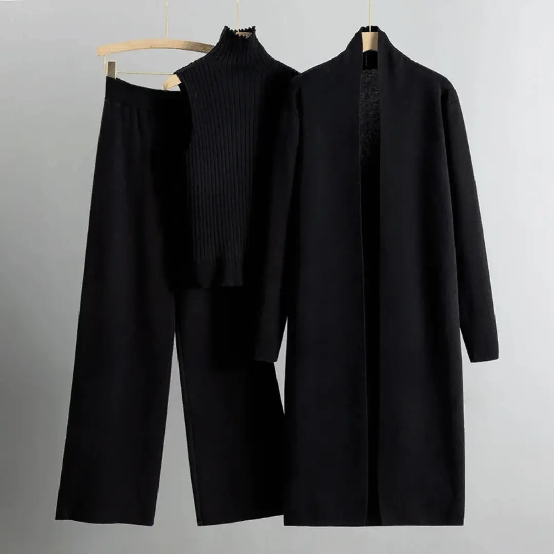 Women's 3-Piece Set - Stylish and Versatile Outfit Black One Size