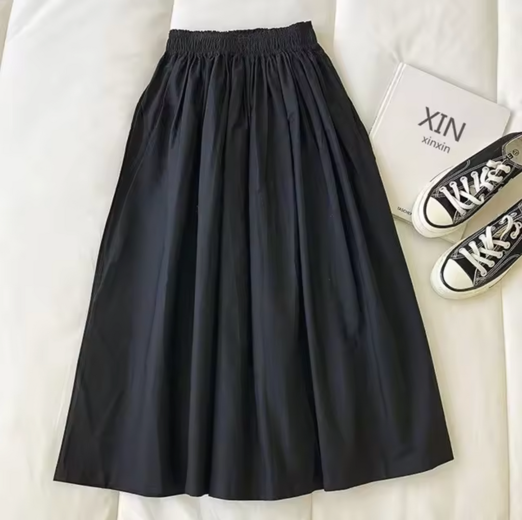 Women's High Waist Wide Skirt Black