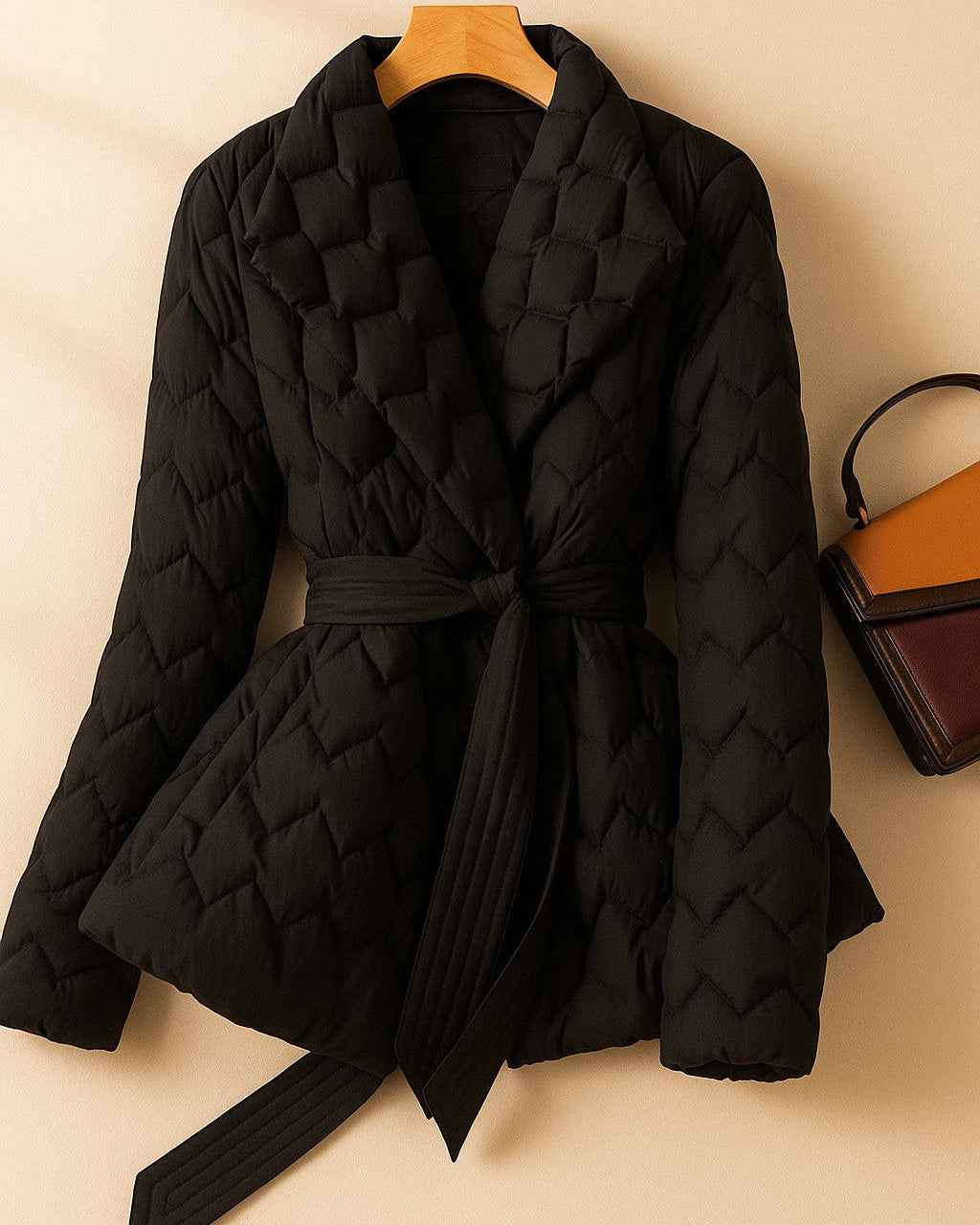 Women's Quilted Wrap Jacket Black