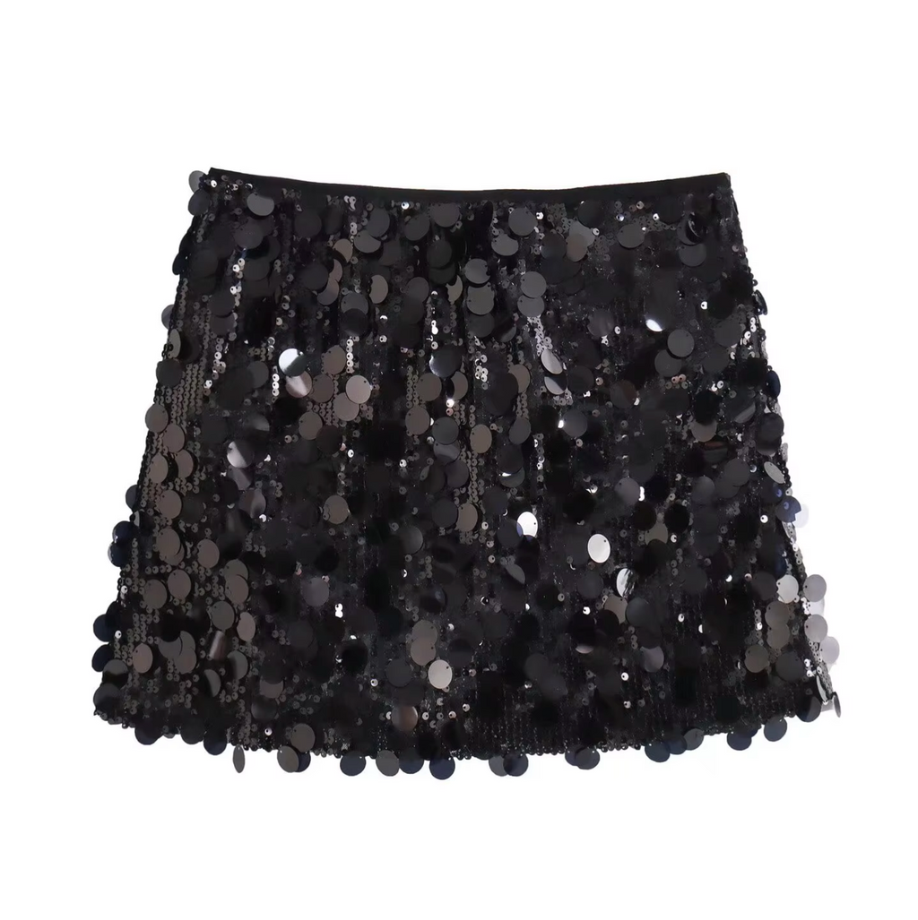 Women's Mini Skirt with Sequins Black
