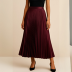 Women's Satin Pleated Skirt Bordeaux