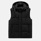 Men's Quilted Puffer Vest – Relaxed Fit with Adjustable Hood Black