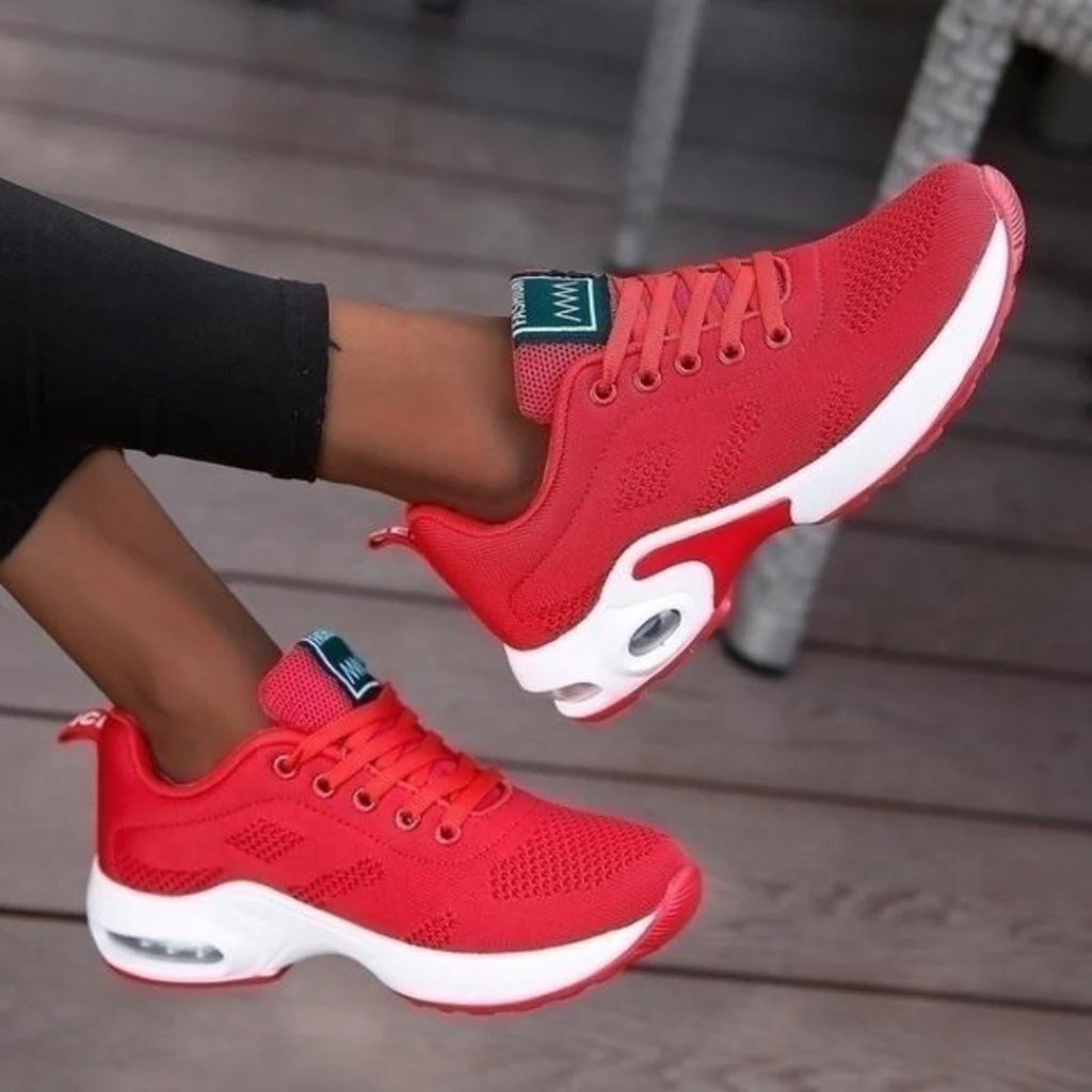 Women's Orthopedic Lace-up Fashion Sneakers | Casual Footwear Red