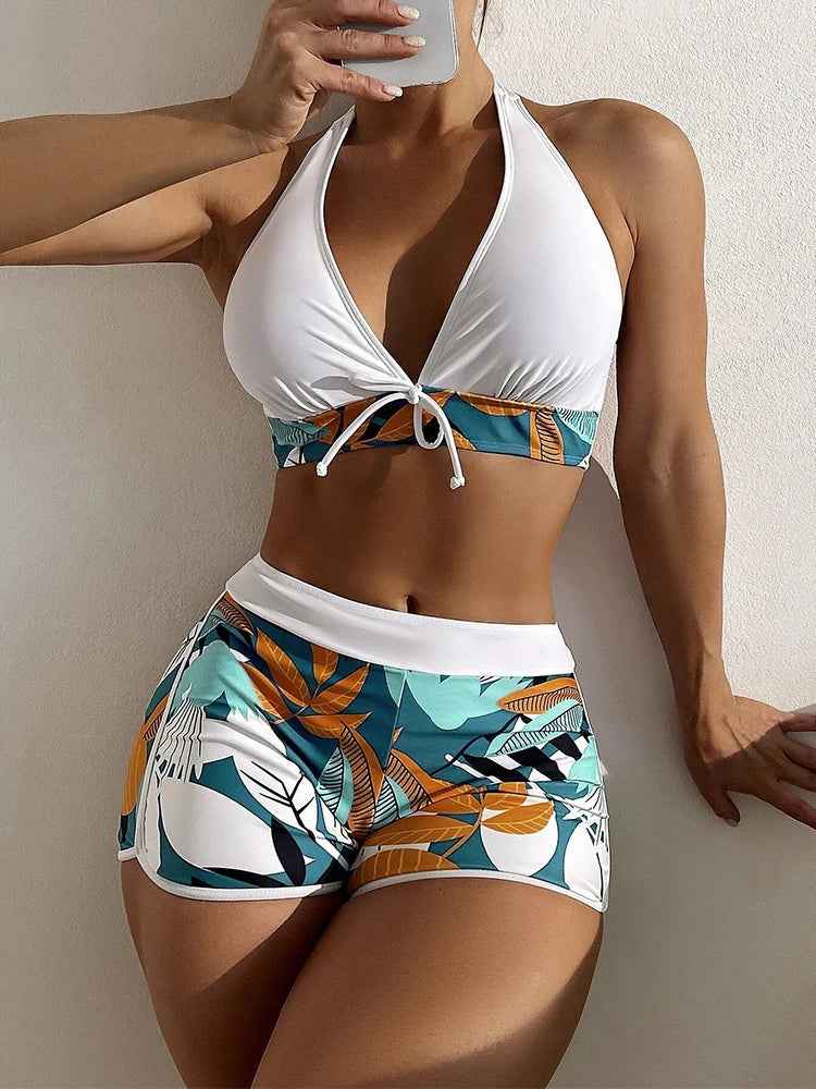 Tropical Women's Swim Shorts White
