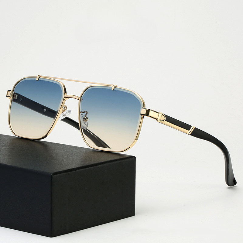Stylish UV Protection Sunglasses Blue Gold Gradient