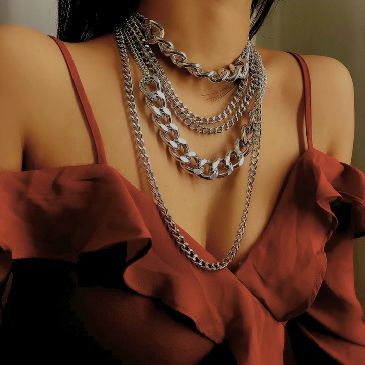 Elegant Layered Cascade Necklace Silver